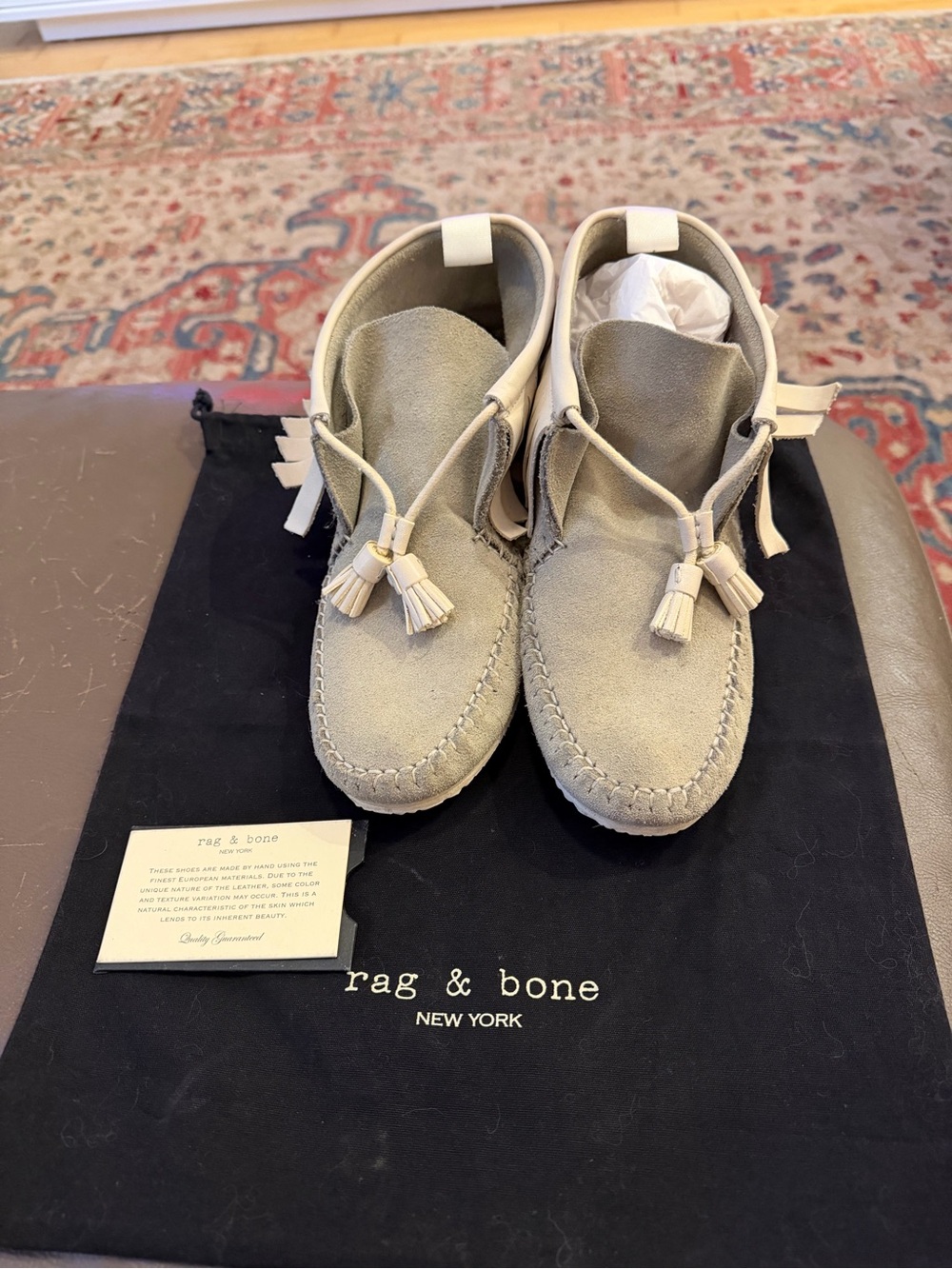 rag & bone light gray/putty Suede Tassel Ankle Booties